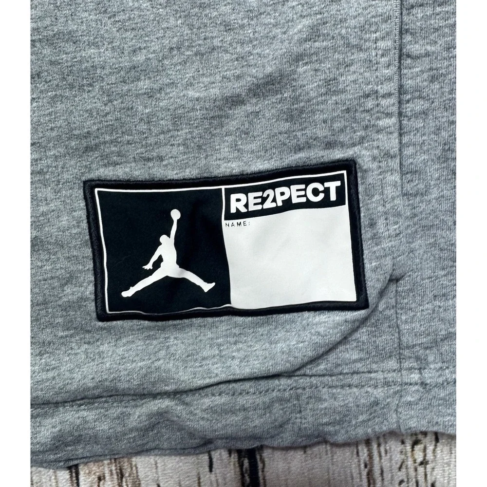 Jordan Hoodie Mens Large Gray Re2pect Short Sleeve Pullover Cotton Jumpman Nike